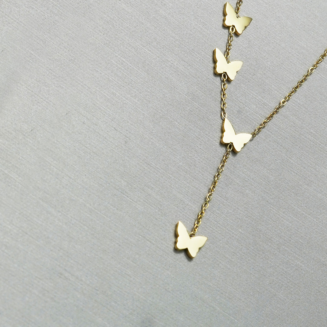 Lxalry 18K Gold Plated Celestial Necklace   Butterfly   Heart Charm Stainless Steel Jewelry  Skin Safe Hypoallergenic Gift For Women Wife Mom  Romantic Everyday   Wedding Glow