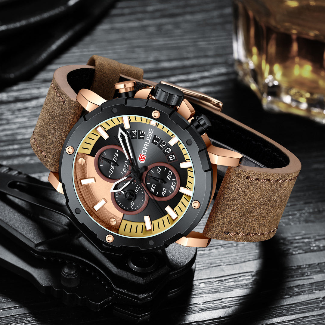 Genuine Leather High-end Waterproof Men's Luminous Quartz Watch
