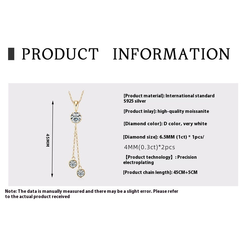 Moissanite Wireless Symbol Tassel All-match Design Necklace