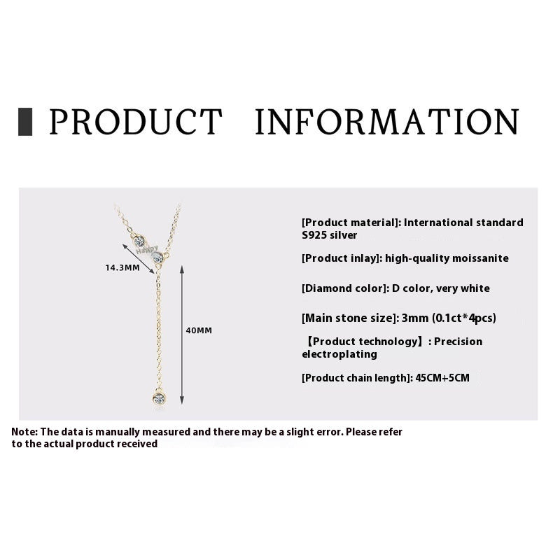 Moissanite Wireless Symbol Tassel All-match Design Necklace