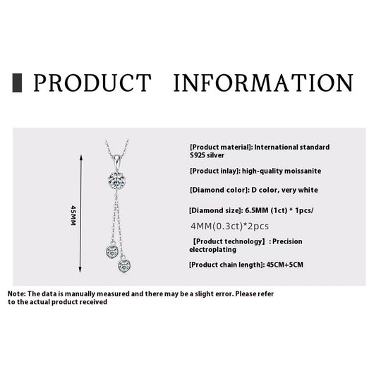Moissanite Wireless Symbol Tassel All-match Design Necklace